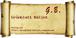 Grünblatt Bálint névjegykártya